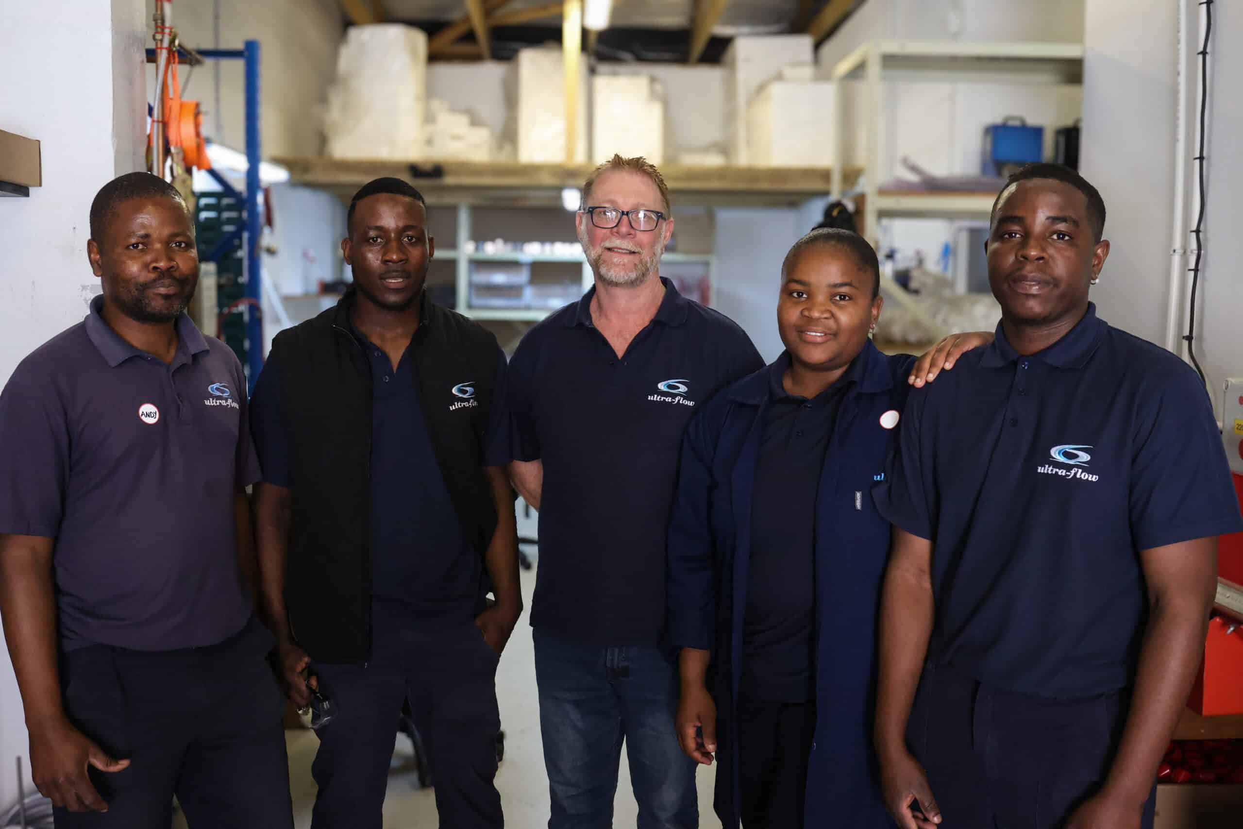 The Ultra-Flow SA engineering team at the Cape Town workshop