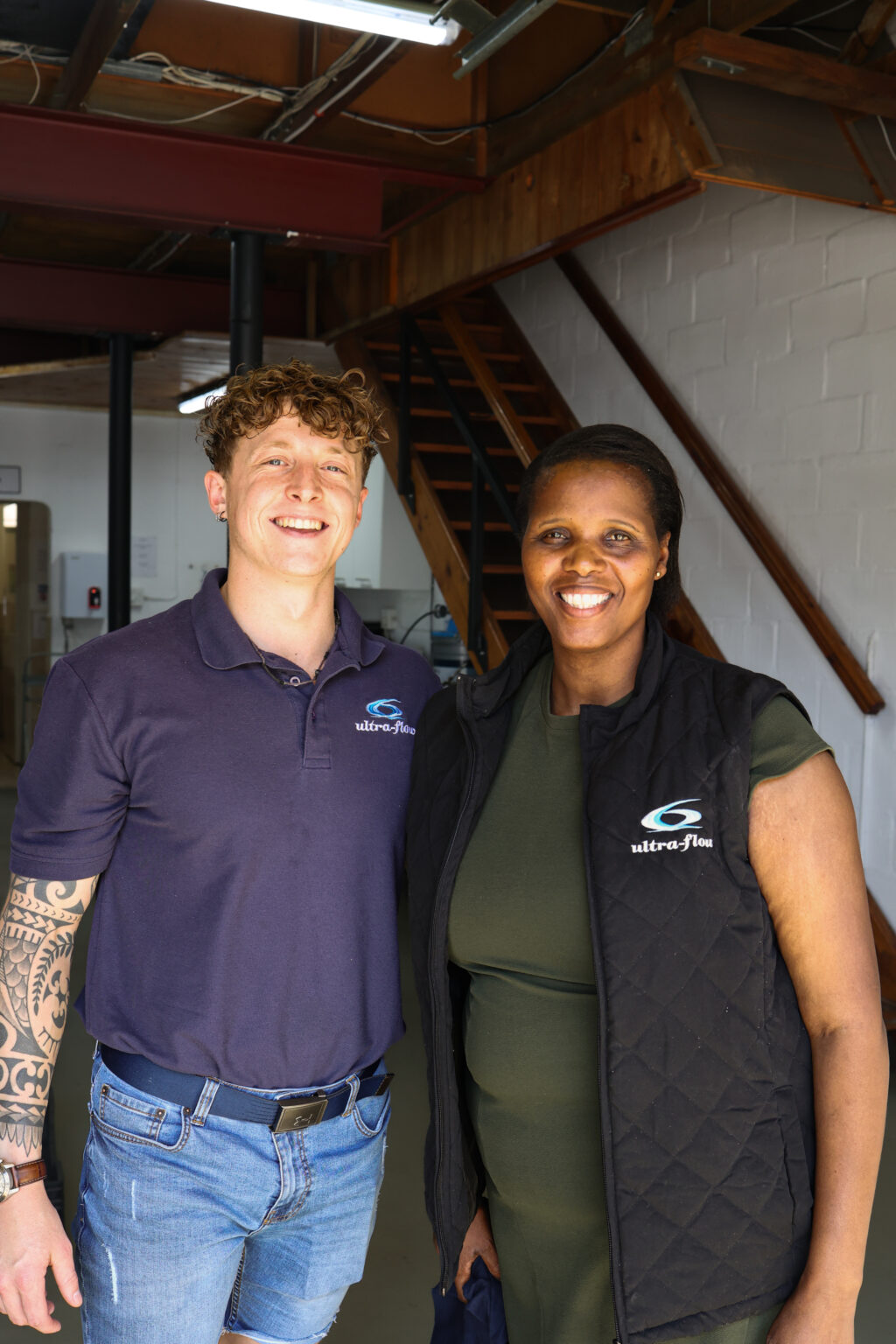 Two members of the Ultra-Flow team in the Cape Town workshop